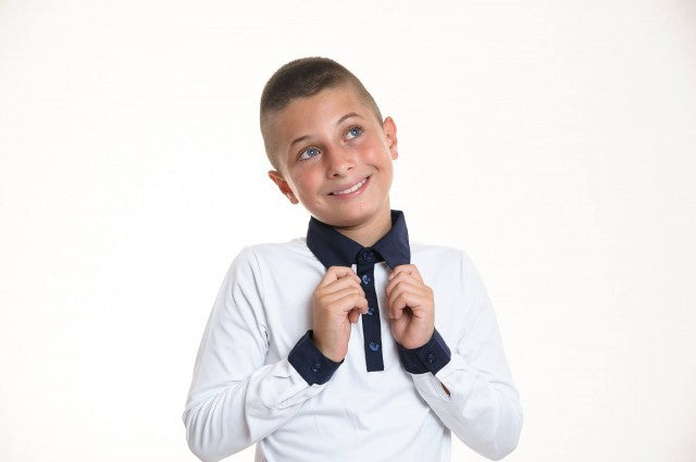 Bluza scoala alb cu bleumarin Mihai