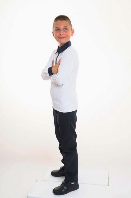 Bluza scoala alb cu bleumarin Mihai