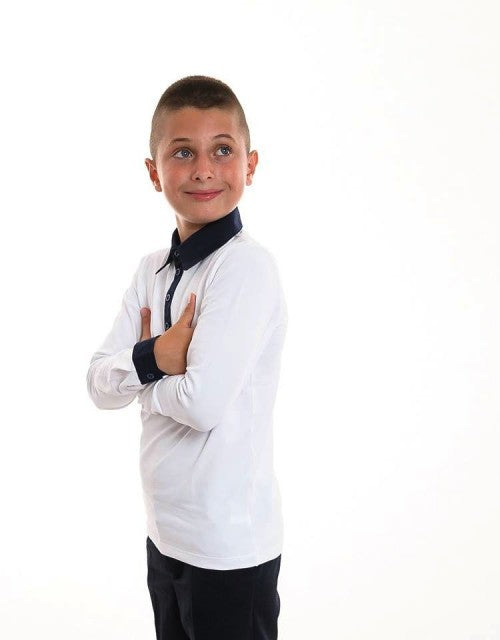 Bluza scoala alb cu bleumarin Mihai