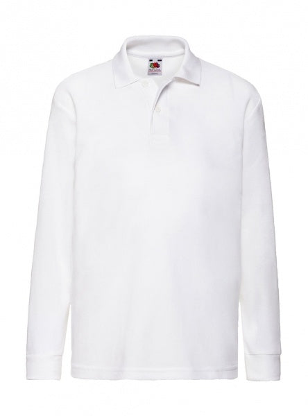Bluza polo unisex Fruit of the Loom alb