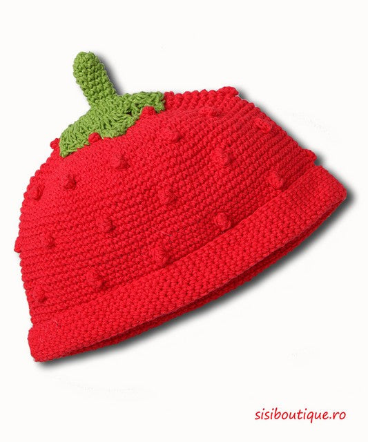 Strawberry children's knitted hat