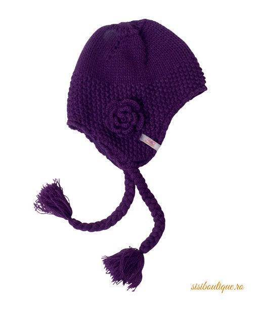 Purple Winter Flower knitted hat