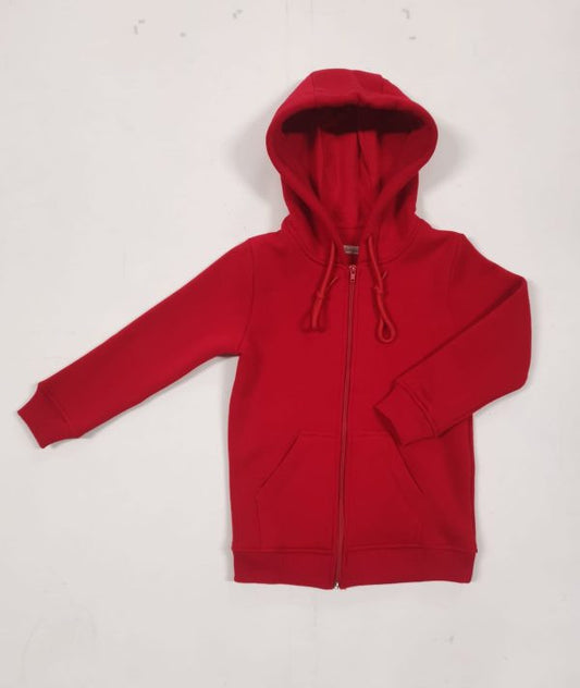 School hoodie with red zipper