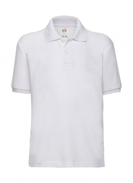 Tricou polo unisex Fruit of the Loom alb